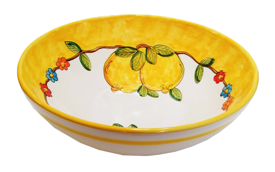 Ciotola insalatiera ceramica di Caltagirone decoro rosso e giallo