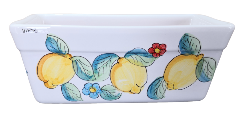 Rechteckiger Blumenkasten – weißer Hintergrund und Zitronen