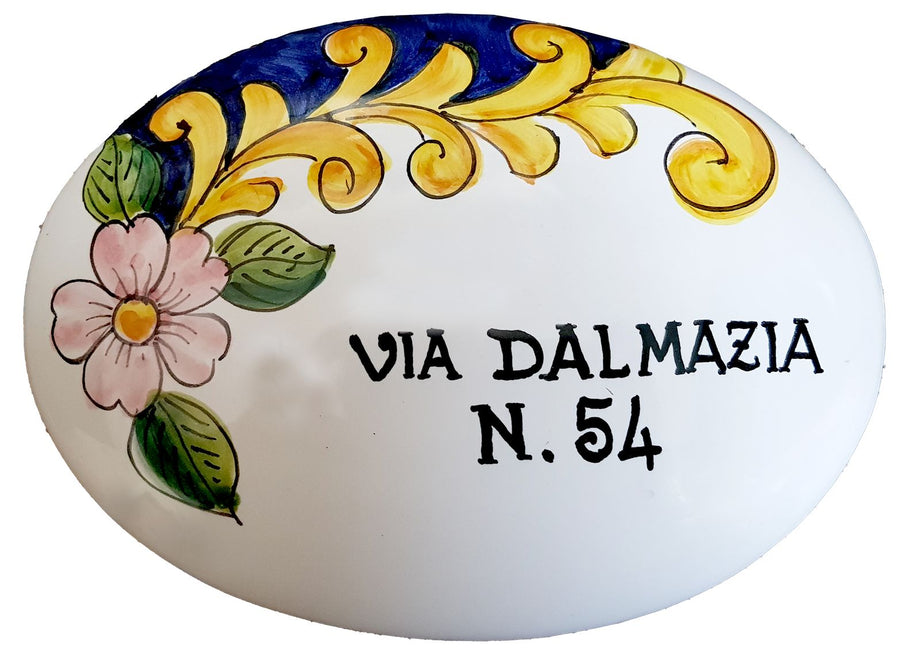 Targa ovale personalizzabile Linea Fiori e barocco. Ceramica di Vietri –  Vietri With Love