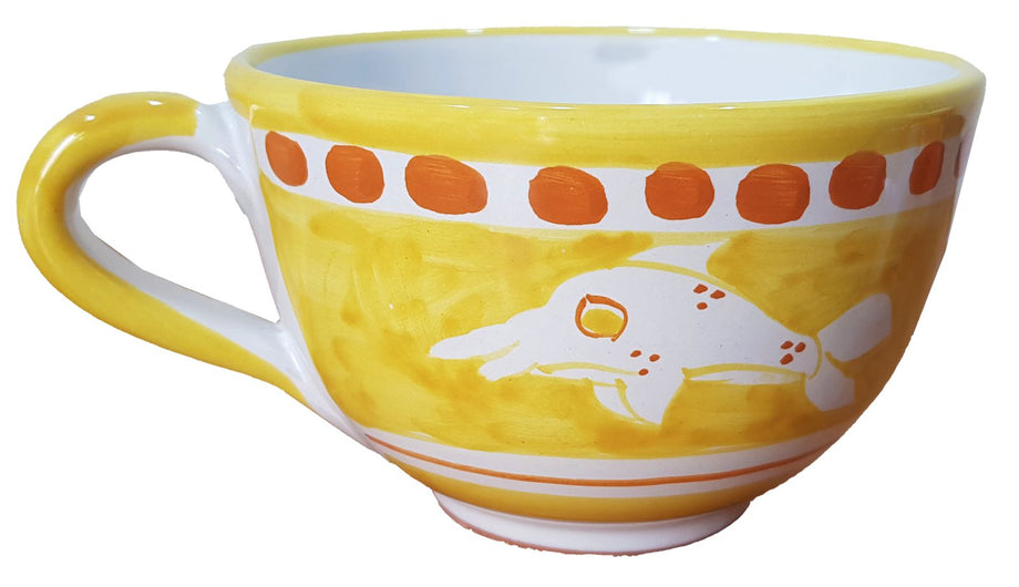 Tazza da latte/cappuccio/the più piatto linea animaletti Ceramica di Vietri  dipinta a mano